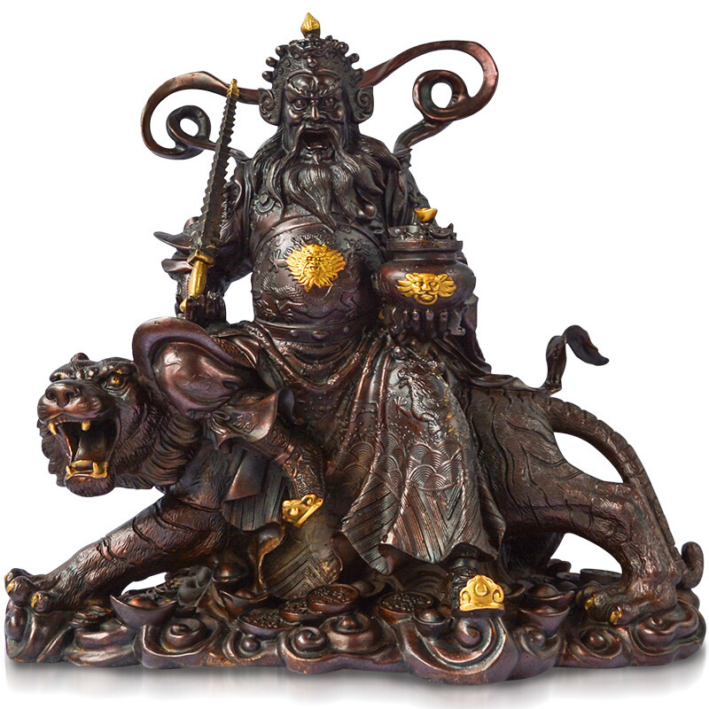 黄铜武财神赵公明神像庙宇供奉佛像骑虎财神铜像武财神赵公明神像