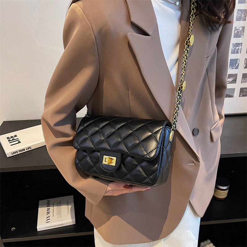 High-Grade Bag for Women 2022 New Chic Chanel-Style Rhombus Chain Small Square Bag All-Match Crossbody Shoulder Bag