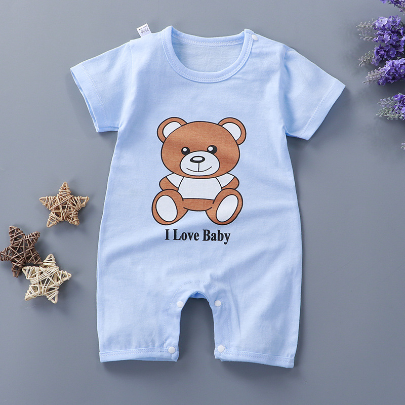 Baby Jumpsuit Romper Cotton Summer Clothing Baby Clothes Children's Short-Sleeved Newborn Jumpsuit Children's Clothing