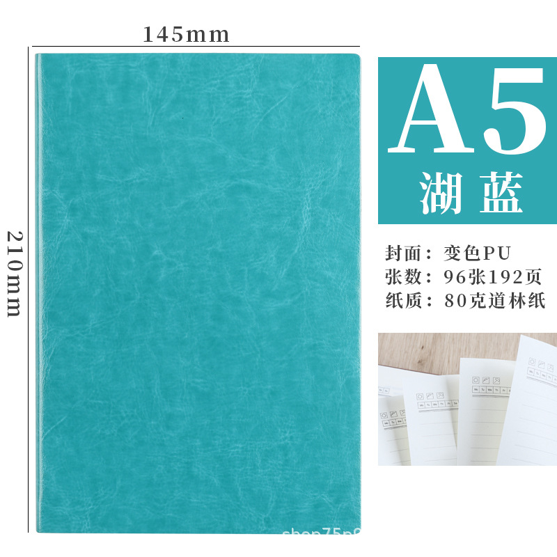 A5 Notebook Book Wholesale Office Business Meeting Solid Color Soft Leather Extra Thick Notepad Gift Box Printable Logo