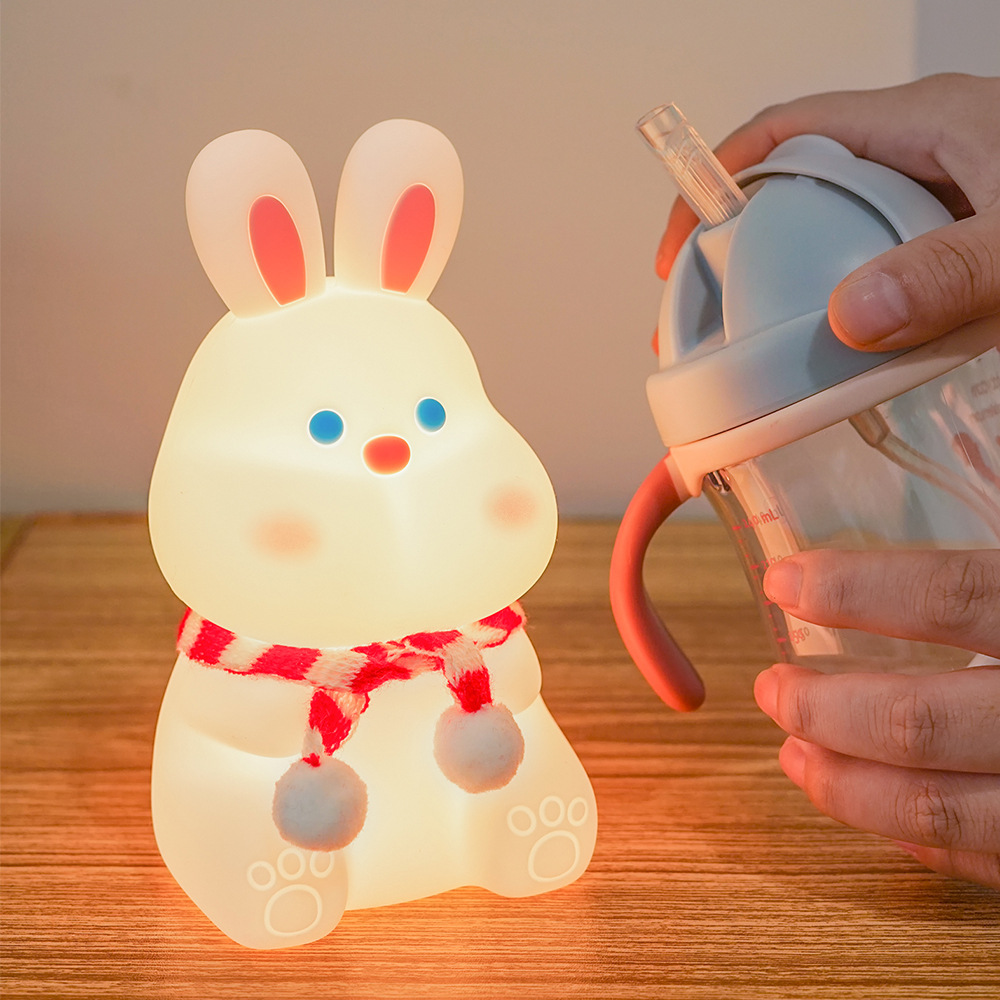 Exclusive for Cross-Border Dudu Rabbit Silicone Night Lamp Rabbit Year Gift USB Charging Colorful Remote Control Racket with Sleeping Light