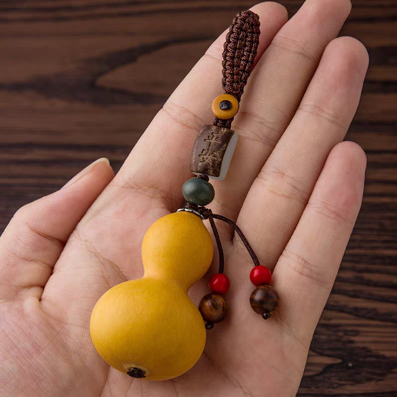 创意聊城种植葫芦挂件diy手编金刚结红绳钥匙扣菩提雕刻文玩葫芦