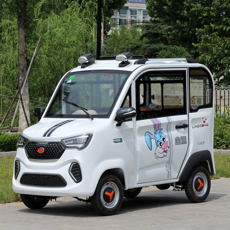 手把式电动四轮汽车女性家用接孩子代步电瓶车新能源迷你小型轿车