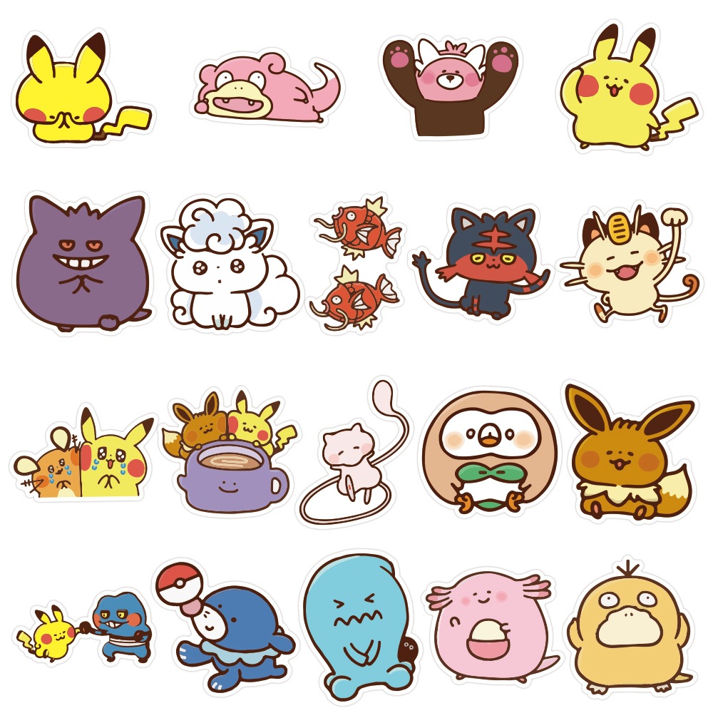 38张可爱小精灵宝可梦贴纸 卡通皮卡丘行李箱贴画保温杯手帐贴纸