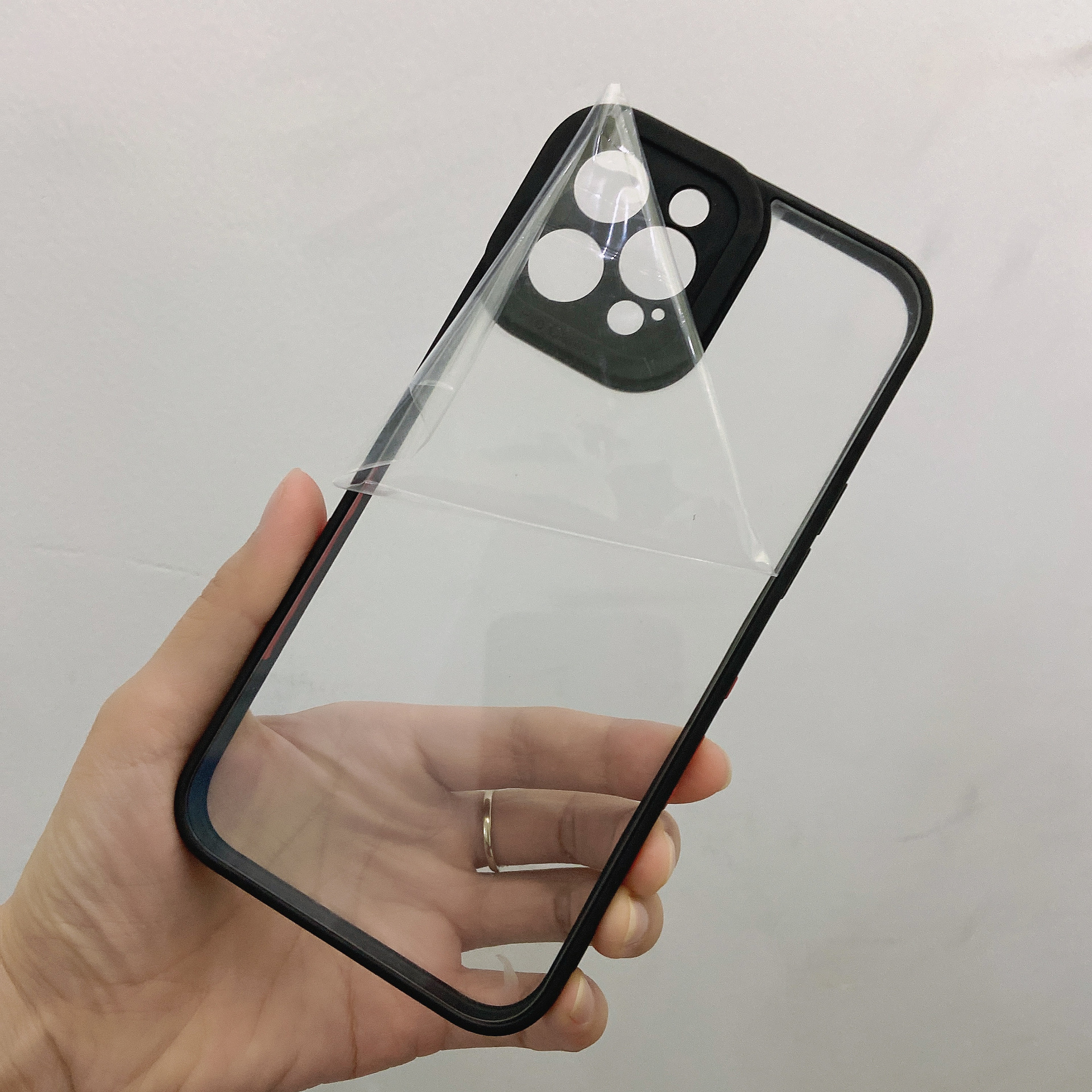 2021新品鱼眼亚克力二合一手机壳精孔全包摄像头高透适用iphone12