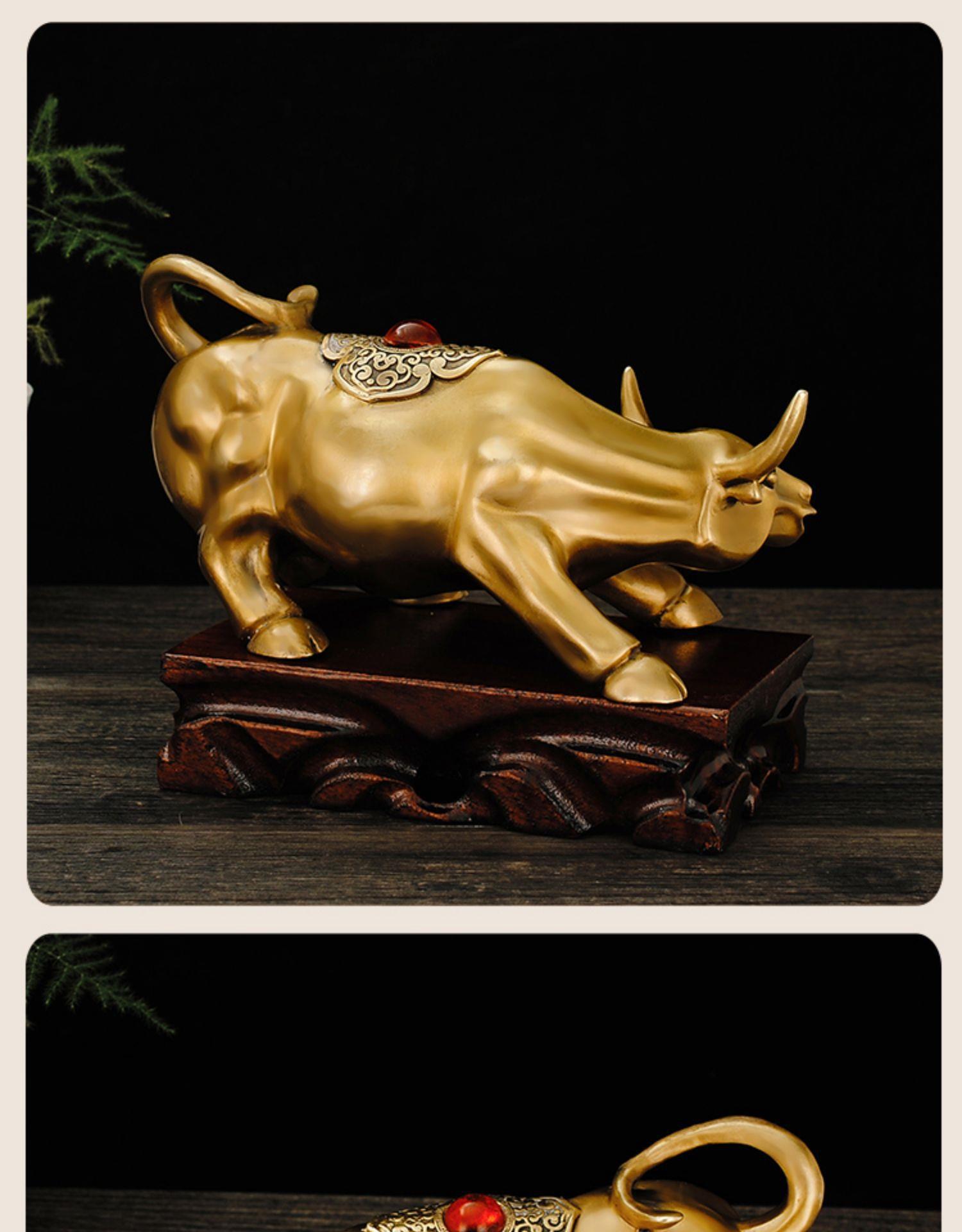 纯铜牛摆件财运牛旺市金牛生肖牛气冲天招财旺运客厅办公室装饰品