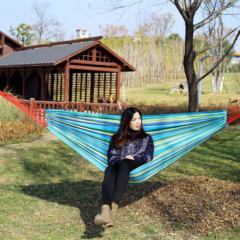 Outdoor Leisure Hammock Parachute Cloth Canvas Thickened Single Double Travel Travel Anti-Flip Cradle Swing