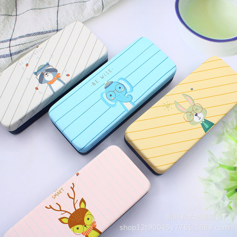 Large Frame Fashion Cartoon Fresh Glasses Case Student Small Floral Square Box Glasses Case Can Be Used as Word Myopia Glasses Case