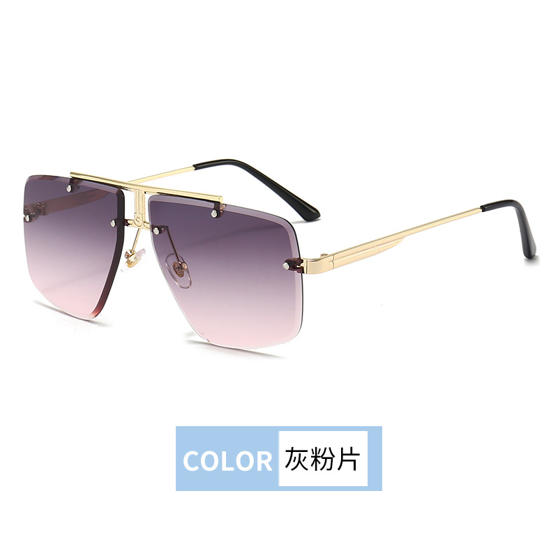 Cross-Border Hot Sale Frameless Pilot Sunglasses European and American Trendy Men Sunglasses Gradient Sunshade Sun Glasses Wholesale