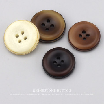 美拉德色系烧边树脂纽扣皮毛大衣扣子西装风衣外套焦糖色钮扣批发-阿