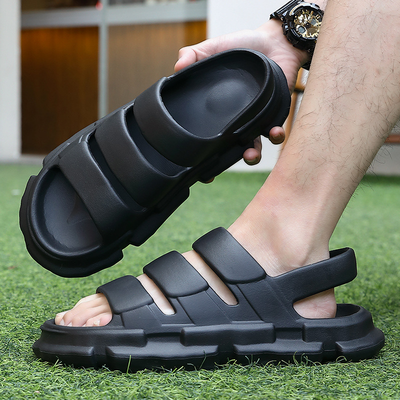新款凉鞋男夏踩屎感绑带eva沙滩休闲厚底潮流外穿男士凉拖鞋批发