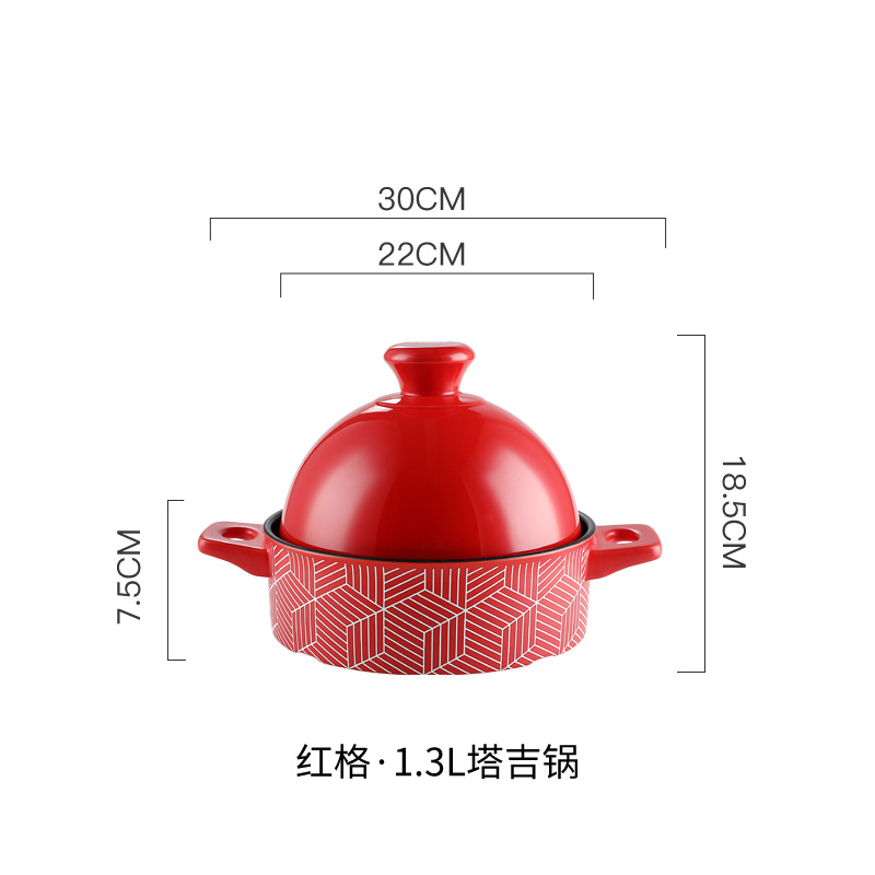 Red Casserole/Stewpot Household Gas Stove Special High Temperature Resistant Ceramic Chinese Casseroles Claypot Rice Soup Dry Stew Pot