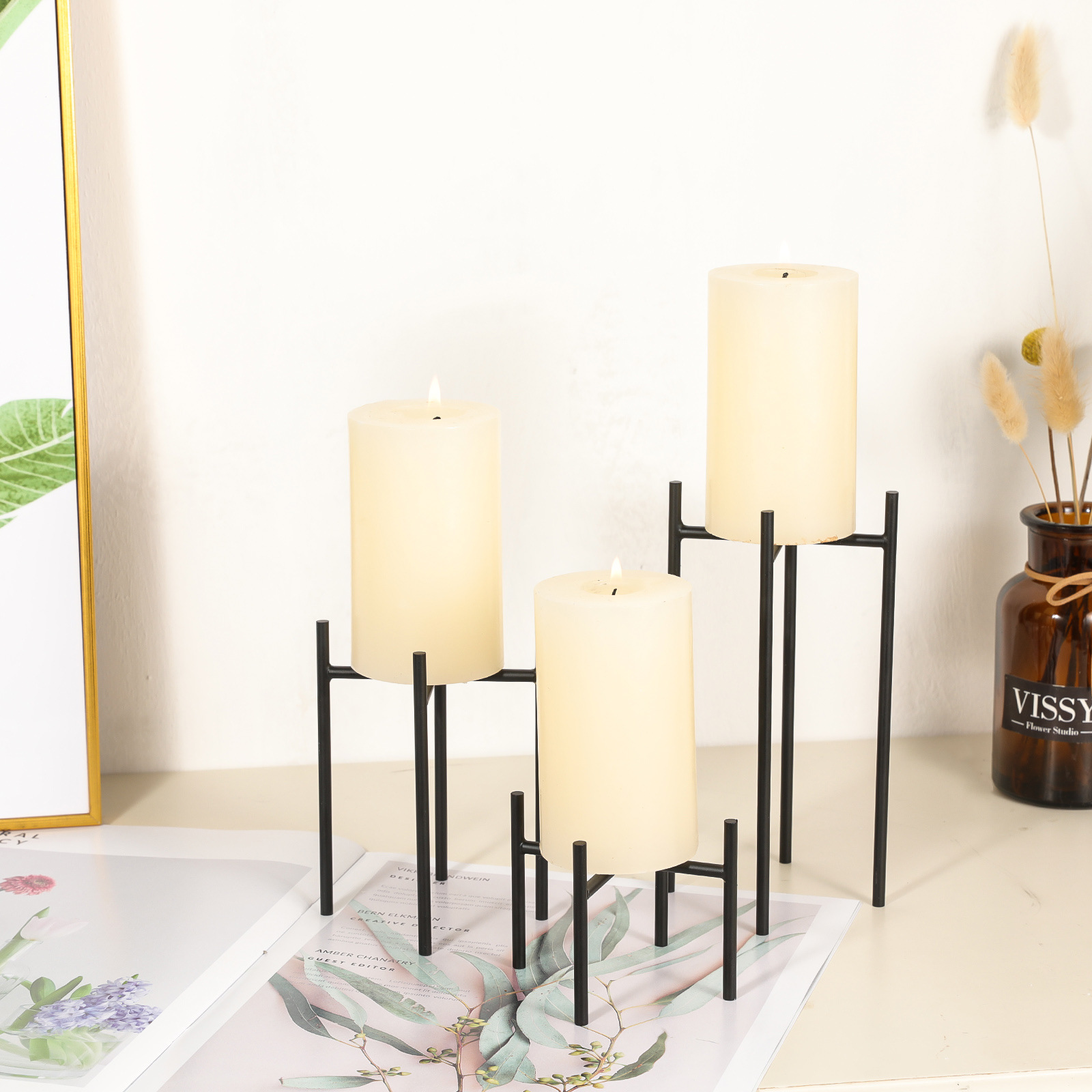 1万pcs创意北欧铁艺几何烛台摆件 香薰蜡烛架 家居卧室客厅样板间装饰