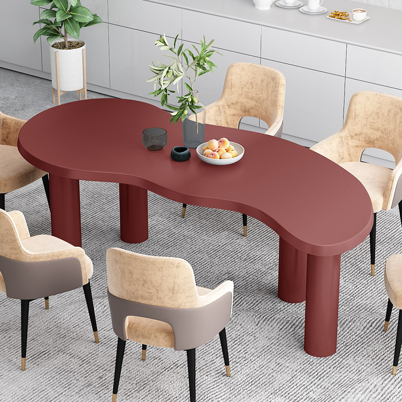 北欧创意实木餐桌售楼部样板饭异形餐桌工作室不规则设计师办公桌