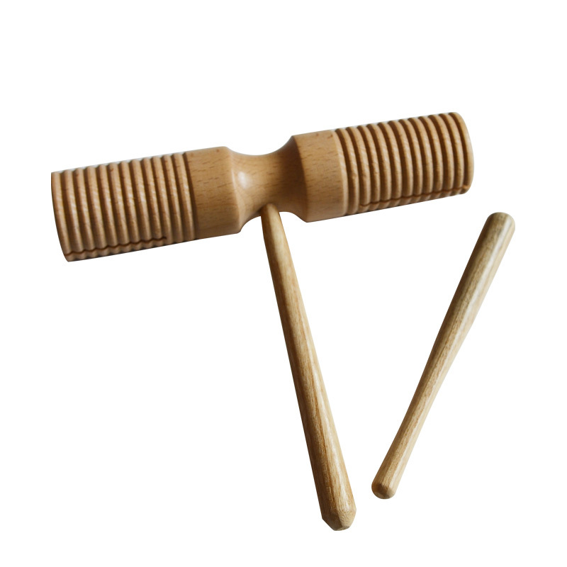 奥尔夫乐器榉木双响筒 幼儿园早教音乐教具双响筒高低音响筒