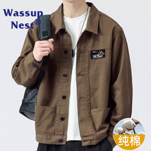 WASSUP NEST春秋2024年新款纯棉工装男士牛仔服上衣休闲外套男装