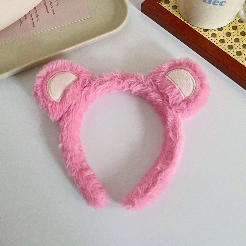 Autumn and Winter New Fluffy Hair Band Cartoon Frog Female Washing Face Hair Band Headband Cute Strawberry Bear Ears Hairware