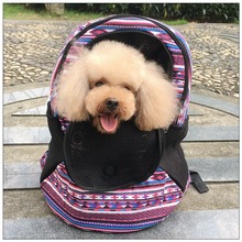 狗狗背包宠物外出便携式背袋帆布透气网猫咪前后背包狗包一件代发