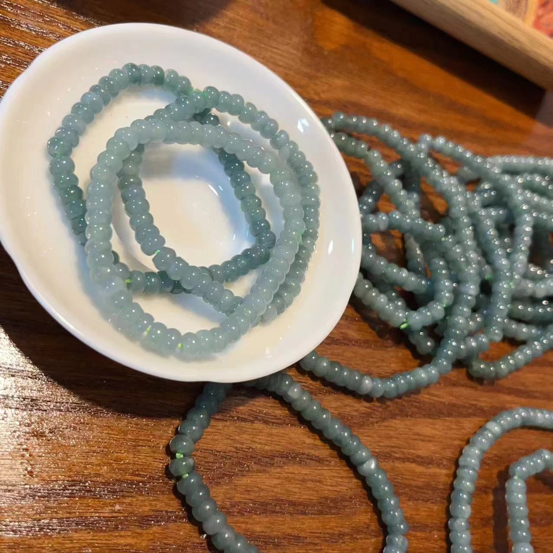 天然蓝水翡翠a货盘珠手串单圈diy文玩配饰手串配件手工饰品22款5m