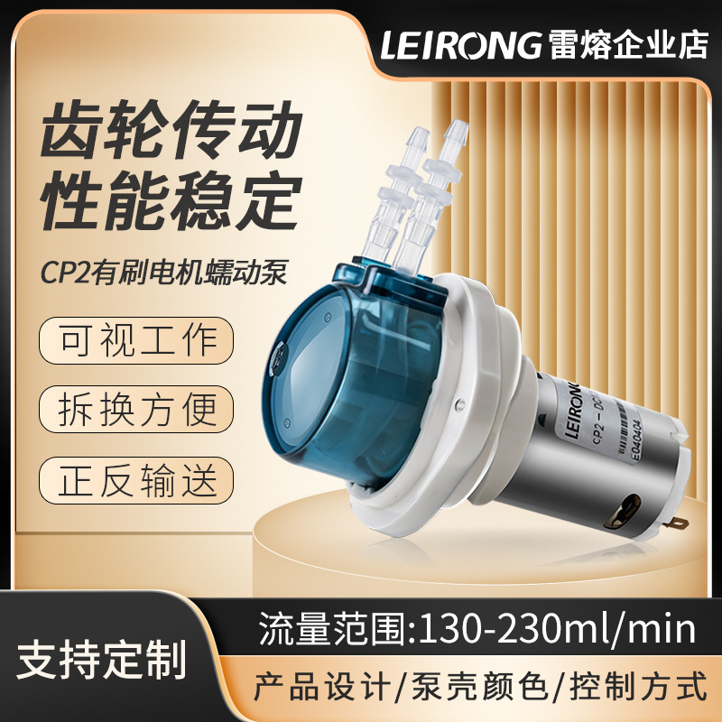 雷熔微小型有刷蠕动泵CP2实验室齿轮循环恒流自抽吸水泵头24V12V