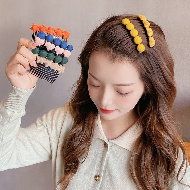 Plush Barrettes Back Head Hair Comb Hair Comb Hairpin Side Broken Hair Organize Fantastic Korean Hair Accessories Female Non-Slip Headgear