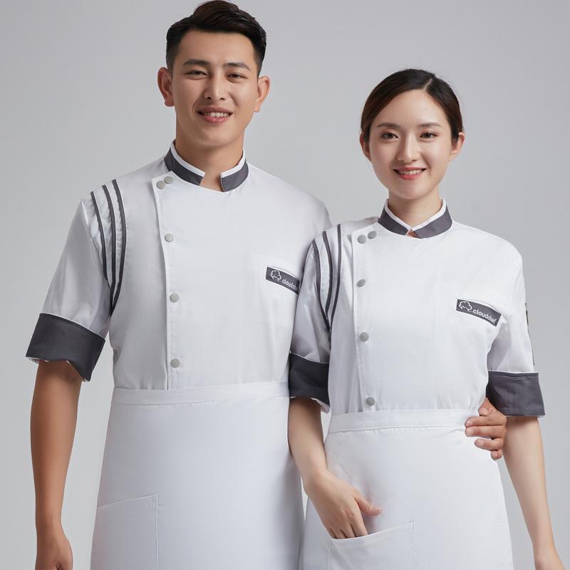 批发现货供应厨师服七分袖秋冬装学校食堂工作服上衣餐饮后厨大码