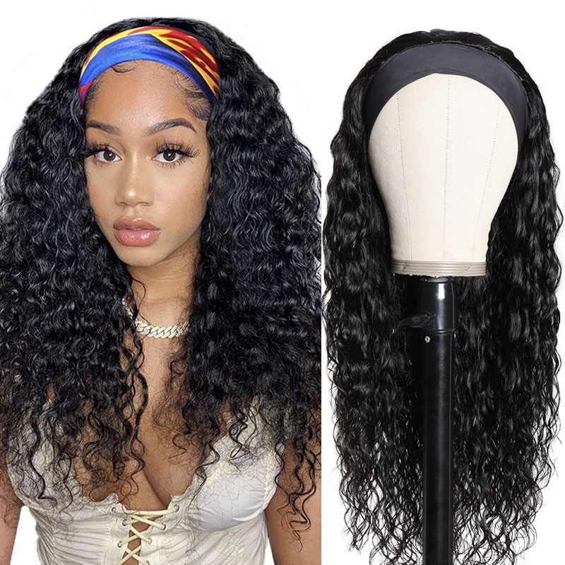 european and american wig female headband wig chemical fiber hand wrapped tube small curly hair black hair band wig cross-border wig hair band