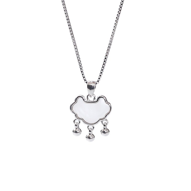 贝母长命锁项链小众设计感新年礼物送女友轻奢平安锁骨链