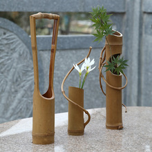 创意竹筒绕枝花器新中式禅意简约居家客厅茶桌摆件插花干花水培