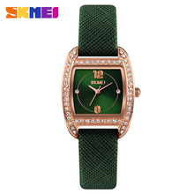 skmei时刻美时尚镶砖表盘防水皮带女士腕表 百搭时装学生石英手表