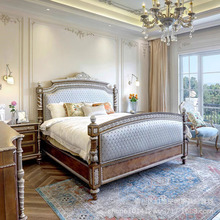 意式实木软包双人床欧式雕花复古卧室1 8米公主床婚床主卧靠背床