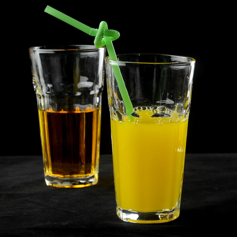 八角底果汁杯 直身冷饮冷水玻璃杯 甜品果汁饮料大号玻璃杯