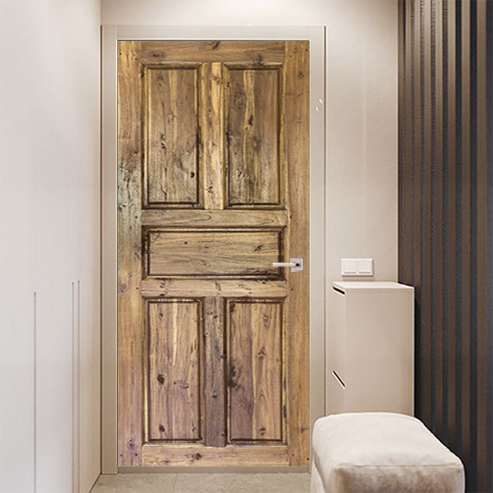 尚易创意门贴仿真木色墙贴复古木门翻新装饰自粘贴纸定制f218