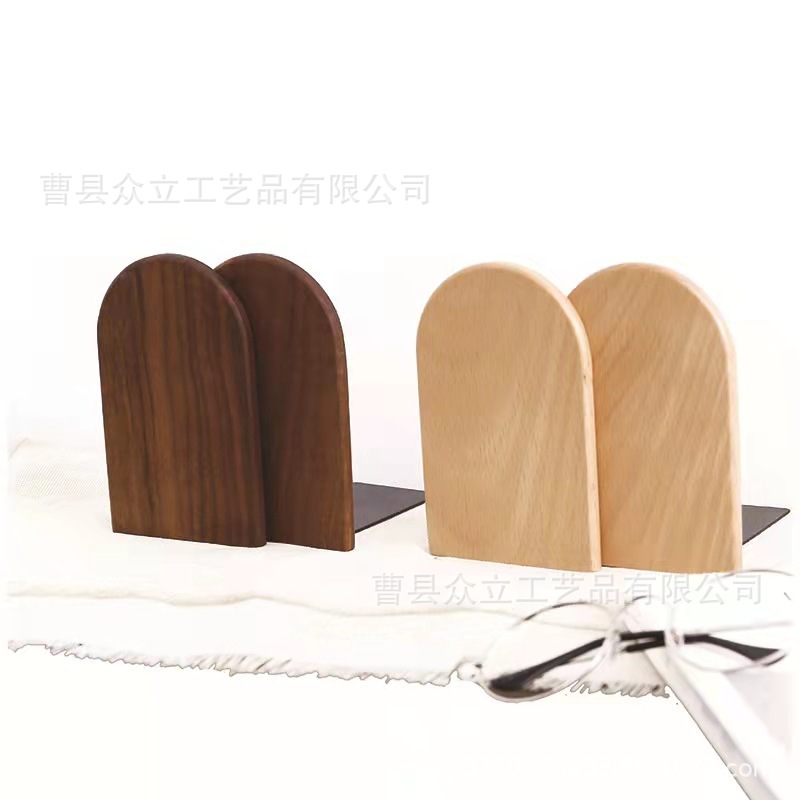 Wooden Book Shelf Black Walnut Wooden Creative Beech Simple Desktop Student Baffle Book End Production Storage Bookend