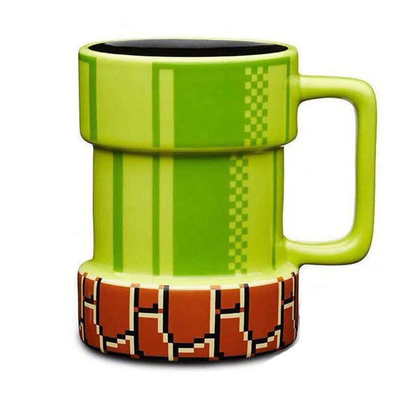 Cute Super Mario Pipe Shape Pixel Water Cup Cartoon Milk Cup Mug Coffee Cup Ceramic Cup