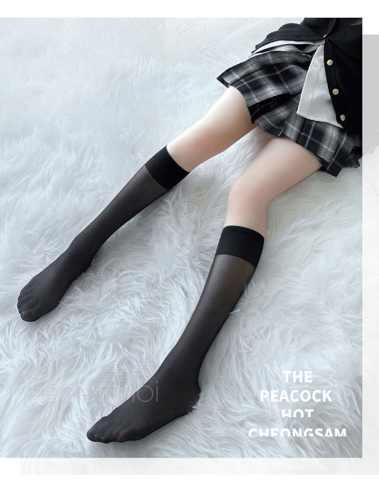 霏慕性感情趣百搭透视长筒丝袜调情透明镂空日系jk制服丝袜女7230