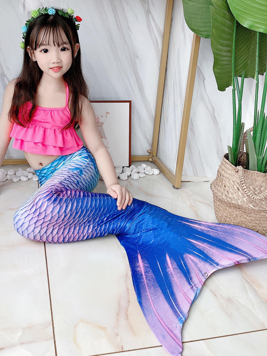 儿童美人鱼服装人鱼尾巴泳衣小女孩比基尼套装女童可爱公主鱼尾巴