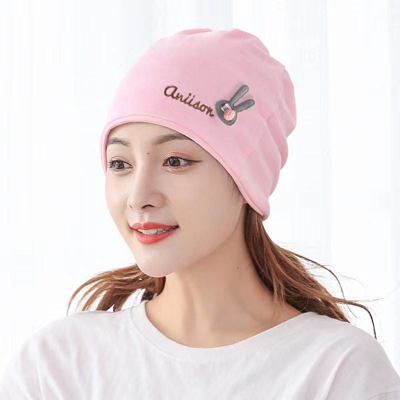 Confinement Cap English Name Good Rabbit Doll Pile Heap Cap Five-Pointed Star Maternity Hat Face Washing Makeup Hair Band Confinement Headscarf