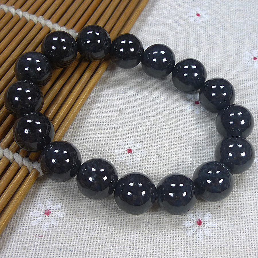 送证书缅甸翡翠乌鸡种手串 男款18mm糯种翡翠乌鸡手链批发送礼