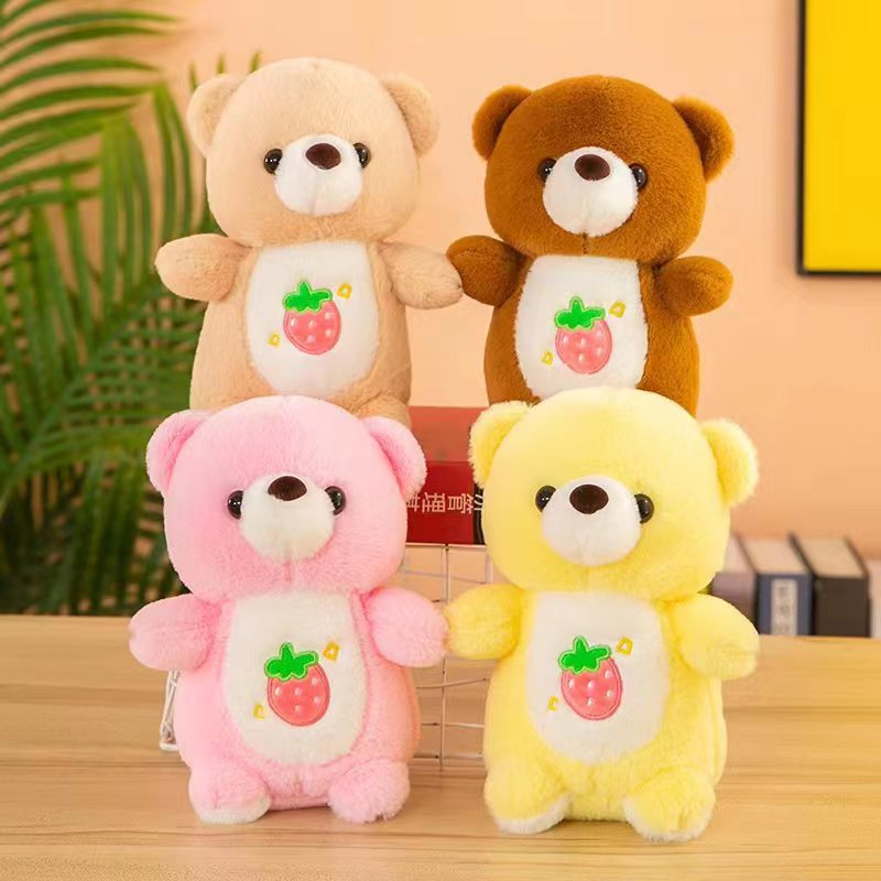 Strawberry Bear 8-Inch Prize Claw Doll Wholesale Plush Toy Wedding Tossing Doll Mall Crane Machine Gift