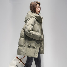羽绒服女中长款2022年新款韩版宽松时尚休闲冬季白鸭绒小个子外套