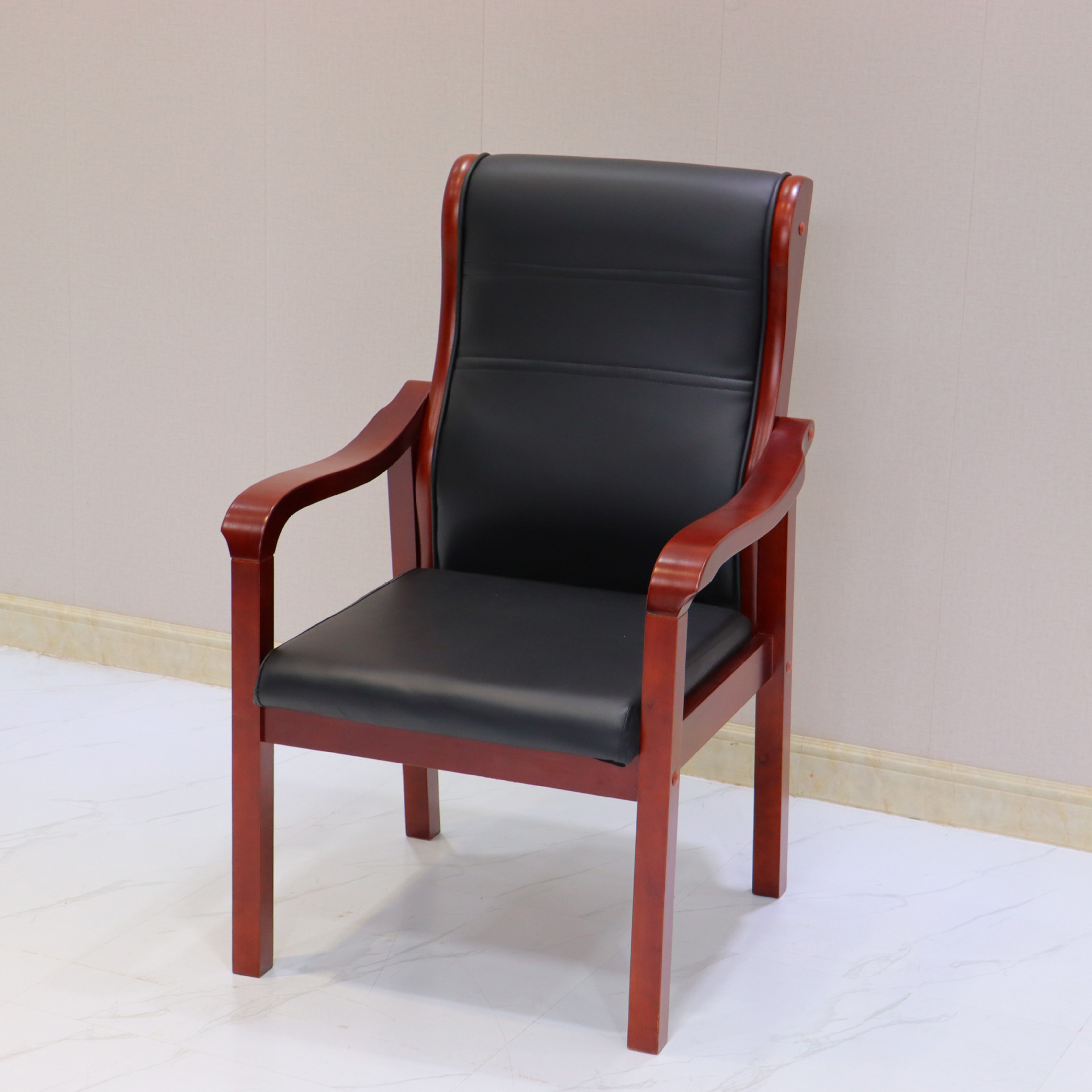 实木办公会议椅子四脚麻将椅家用木质扶手椅电脑椅酒店单位培训椅