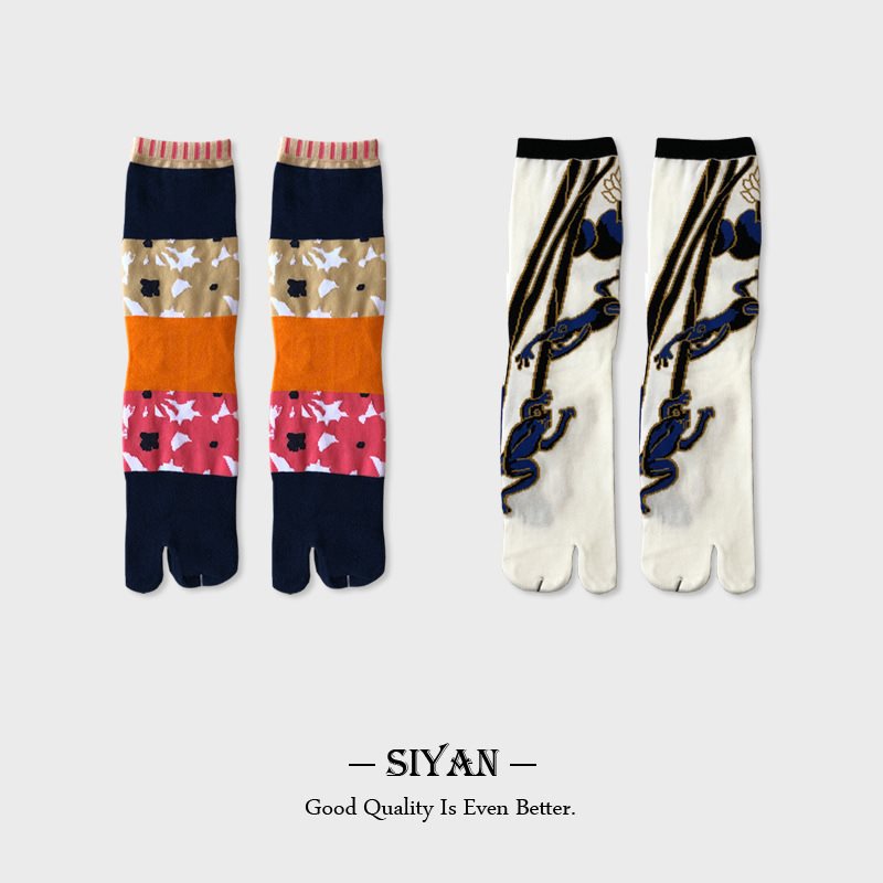 分趾袜tabi女中筒袜秋冬日系二指大脚分开的袜子两ins潮一件代发