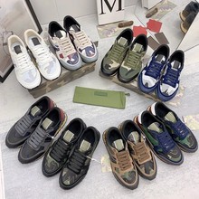 sneakers男士迷彩运动鞋休闲板鞋系带流行男鞋老爹鞋铆钉运动鞋