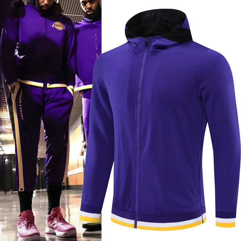 湖人队出场服公牛篮球训练服长袖运动篮网秋冬外套扣裤