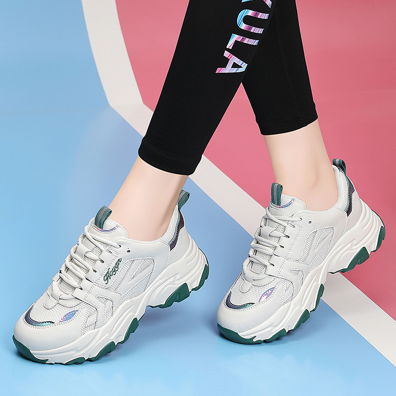 金丝兔真皮老爹鞋女ins潮2023年春季新款运动鞋女轻便跑步鞋女鞋