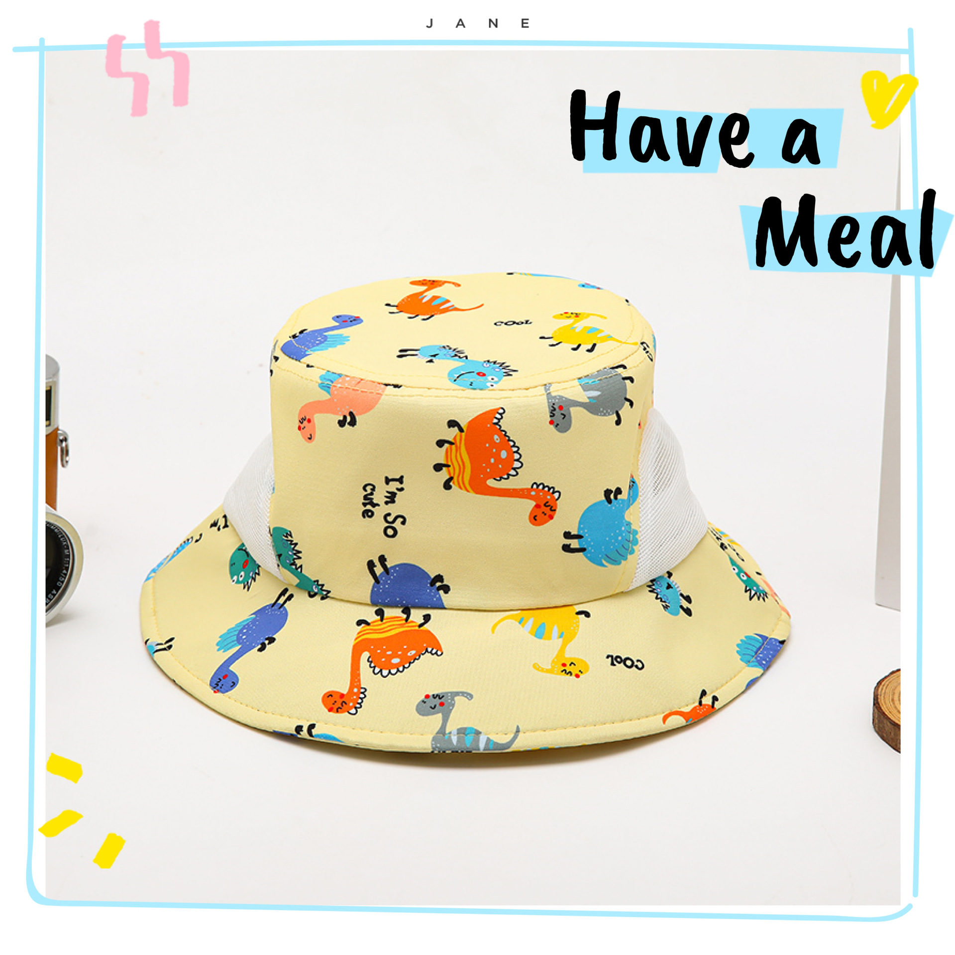 Children's Hat Bucket Hat Spring and Summer Cartoon Dinosaur New Outdoor Sports Sun-Proof Sun Protection Hat Boys and Girls Hat