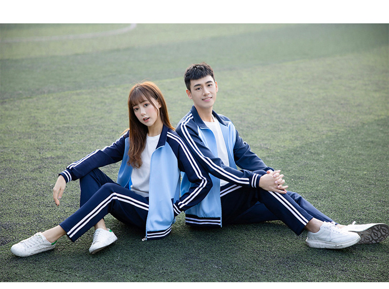 2021新品蓝色系中学生校服外套长裤加厚大码校园统一运动服装班服