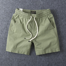 夏季新款外贸纯棉四分短裤男士美式休闲潮流弹力三分运动沙滩裤子