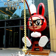 龙岗区依塔斯玻璃钢动物兔子IP雕塑商超步行街购物广场门口卡通兔